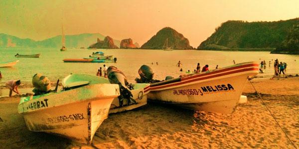 Fishermen's Pangas On Melaque Beach